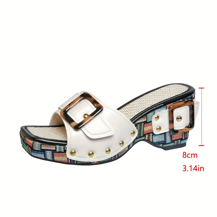 Women's Platform Sandals – Comfortable Summer Shoes with Rivet Detail