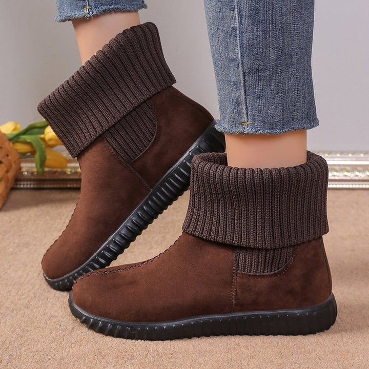 Women's Warm Knit Ankle Boots – Soft Winter Boots with Cushioned Non-Slip Sole