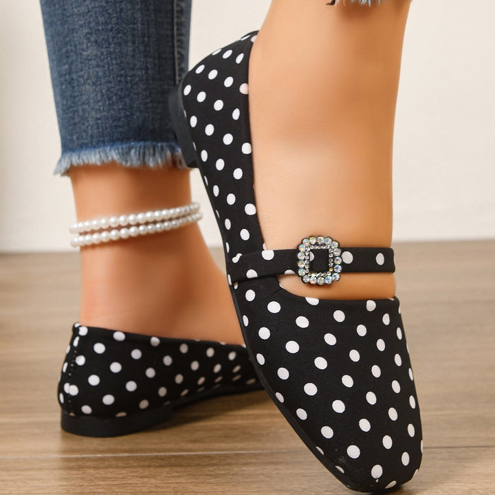 Women's Vintage Polka Dot Mary Jane Flats – Satin Comfort Strap Shoes