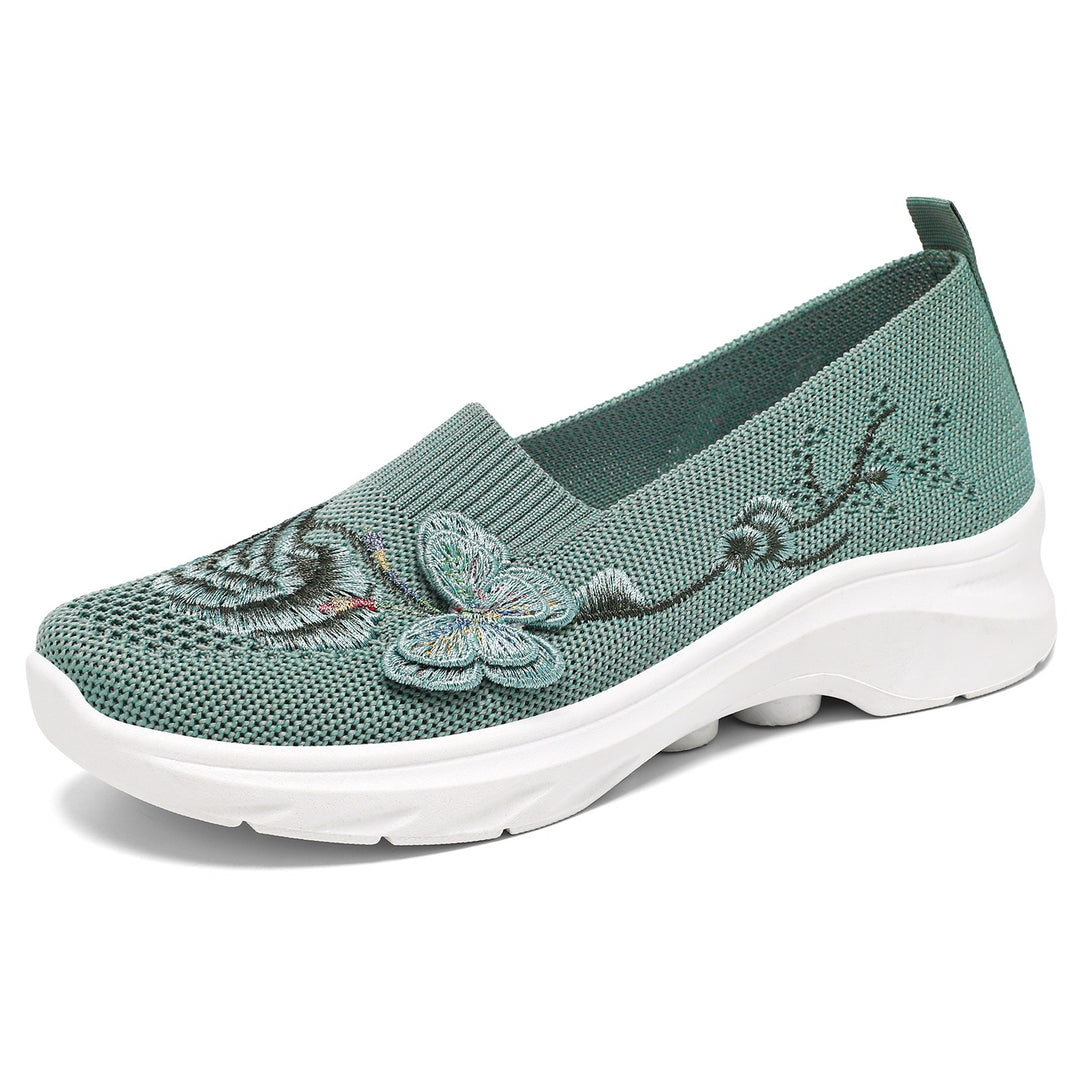 Breathable Mesh Walking Shoes for Women – Soft Embroidered Comfort Shoes