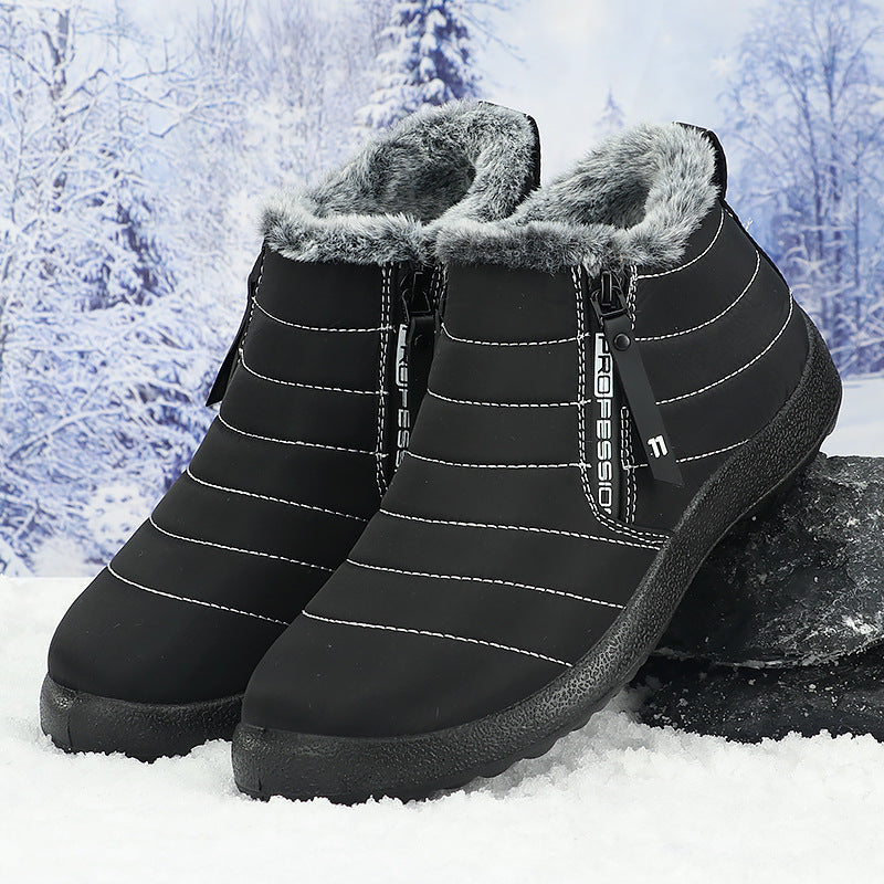 Women's Warm Winter Snow Boots – Fur-Collar Zip-Up Boots with Non-Slip Sole