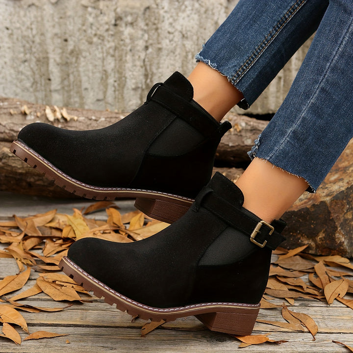 Women's Vintage Ankle Boots – Single-Buckle Strap Retro Comfort Boots