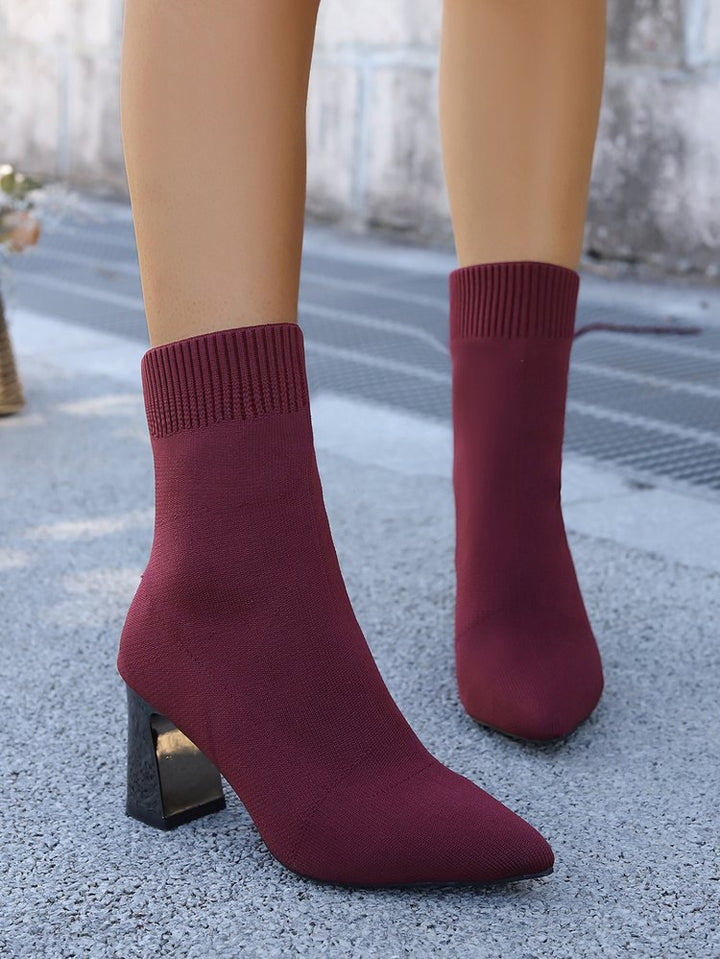 Women's Stretch Knit Ankle Boots – Cozy Pull-On Ankle Boots for Fall & Winter