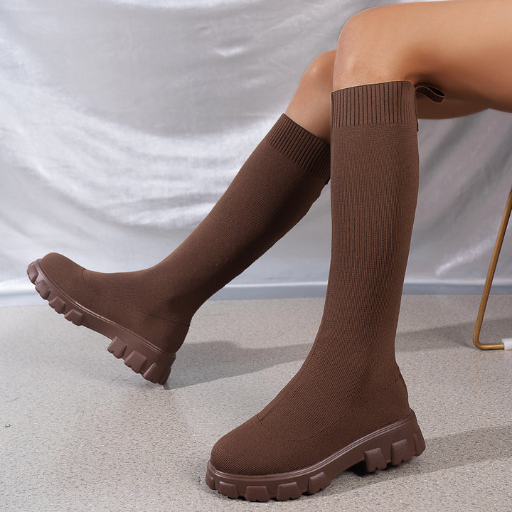 Women's Knit Sock Boots – Warm High-Top Stretch Ankle Boots