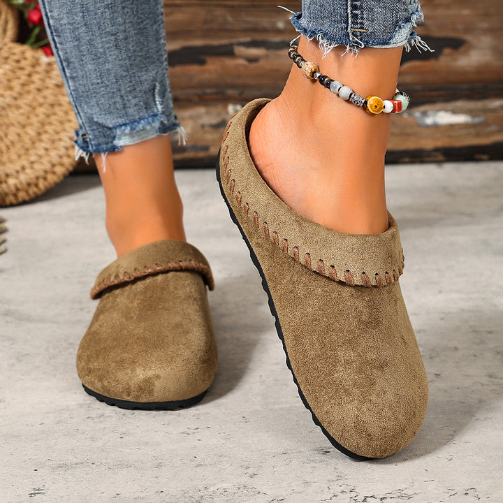 Women's Vintage Comfort Mules-Soft Round-Toe Shoes for Fall & Winter