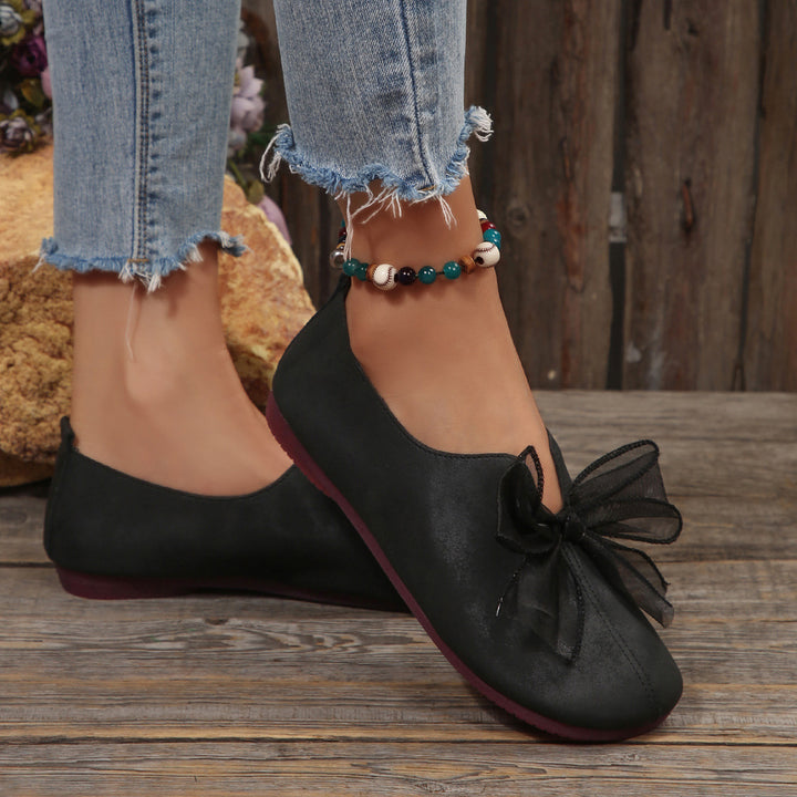 Women's Vintage Mary Jane Flats – 2025 New Round-Toe Soft Sole Shoes with Bow Detail