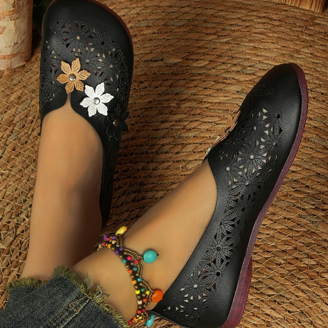 Women's Comfortable Floral Flats – Lightweight Breathable Vintage Shoes