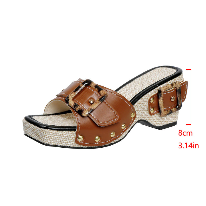 Women's Platform Sandals – Comfortable Summer Shoes with Rivet Detail