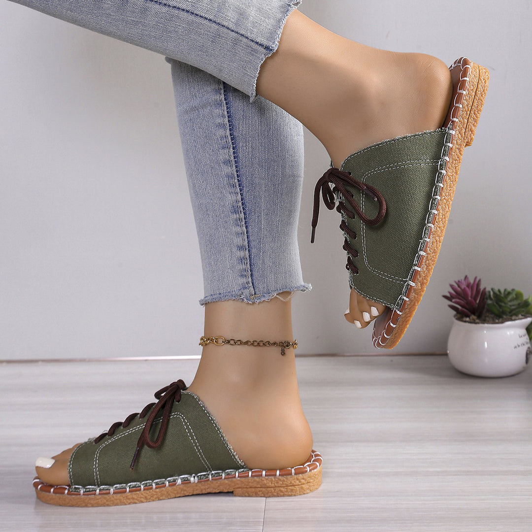 Boho Canvas Mule Sandals – Lightweight, Breathable & Easy to Slip On