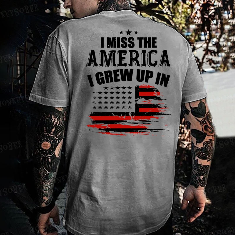 I Miss The America I Grew Up In USA Flag  Monkey T-shirt