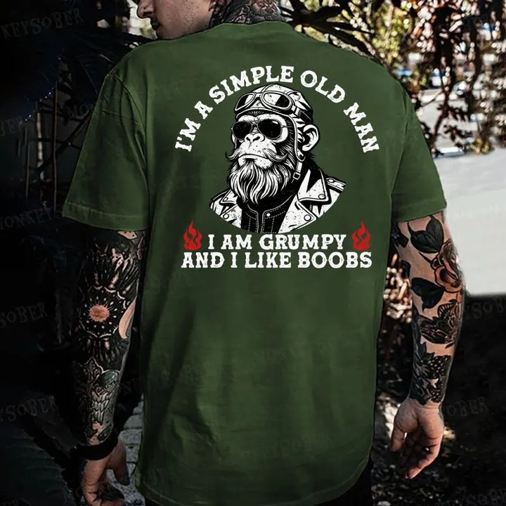 I'm A Simple Old Man I Am Grumpy And I Like Boobs Monkey T-shirt