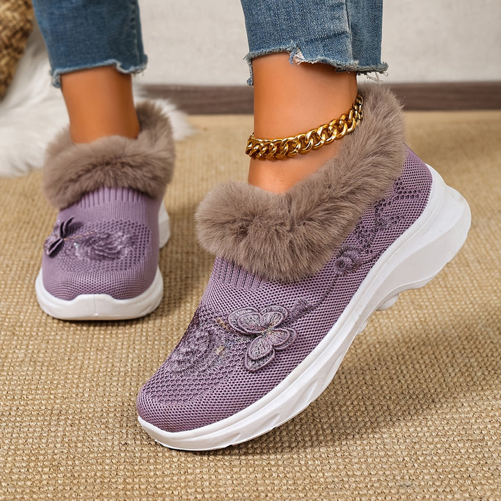 Women's Warm Winter Comfort Shoes – Lightweight Plush-Lined Walking Shoes