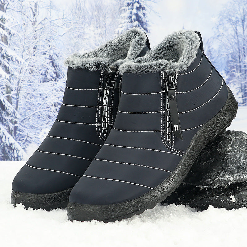 Women's Warm Winter Snow Boots – Fur-Collar Zip-Up Boots with Non-Slip Sole