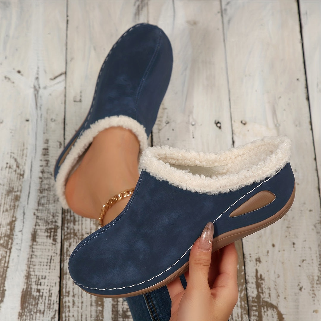 Women's Warm Wedge Mules –Comfortable House Shoes for Fall & Winter