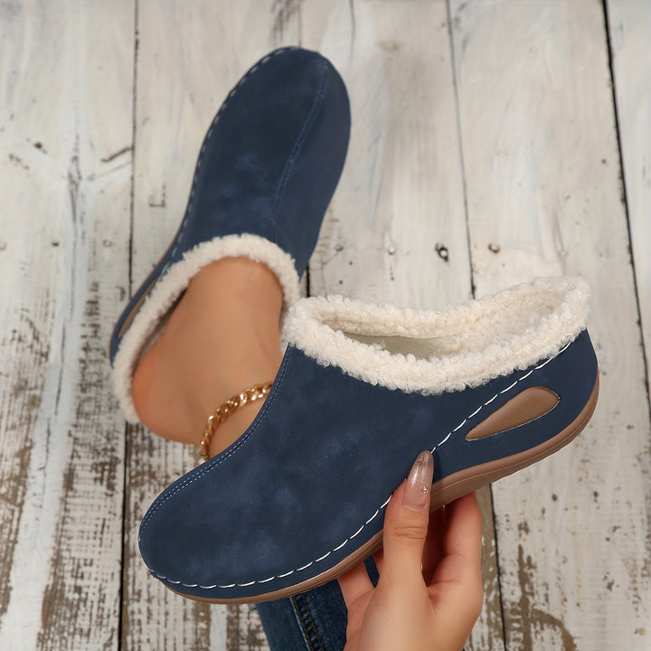 Women's Warm Wedge Mules –Comfortable House Shoes for Fall & Winter