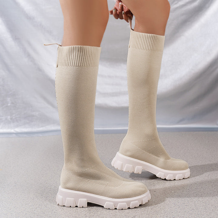 Women's Knit Sock Boots – Warm High-Top Stretch Ankle Boots