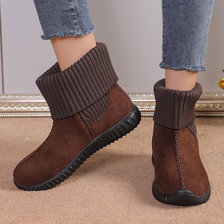 Women's Warm Knit Ankle Boots – Soft Winter Boots with Cushioned Non-Slip Sole