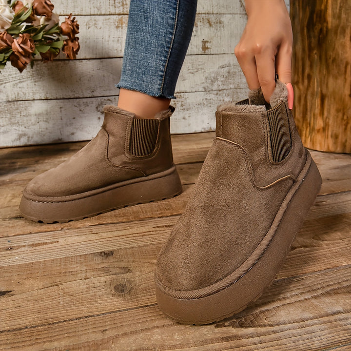 Women's Warm Slip-On Ankle Boots – Non-Slip Winter Comfort Footwear