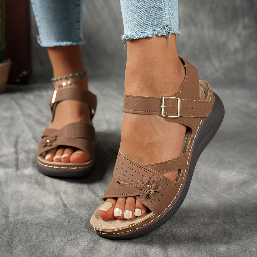 Women's Floral Wedge Sandals– Lightweight Summer  Walking Sandals