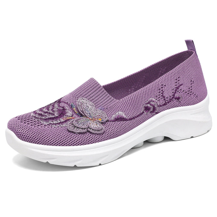 Breathable Mesh Walking Shoes for Women – Soft Embroidered Comfort Shoes