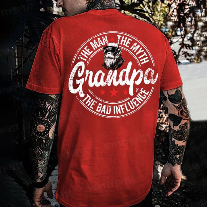 Grandpa The Man The Myth The Bad Influence Monkey T-shirt