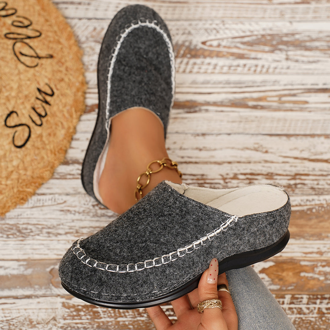 Women's Warm Winter Mules – Thick-Soled Fleece-Lined Casual Comfort Shoes
