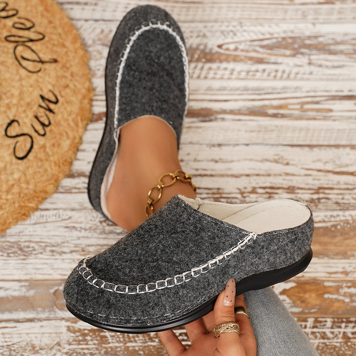 Women's Warm Winter Mules – Thick-Soled Fleece-Lined Casual Comfort Shoes