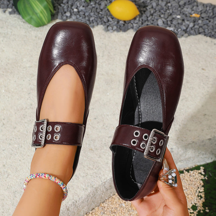 Women's Vintage Mary Jane Flats – Comfortable Round-Toe Shoes with Adjustable Buckle