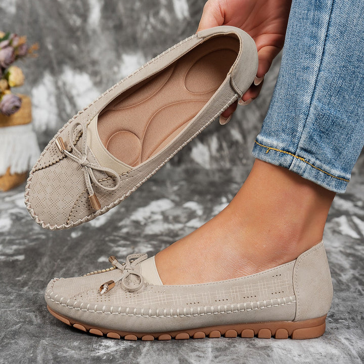 Women's Classic Solid-Color Bow Loafers – Comfortable Flat Shoes for Everyday Wear
