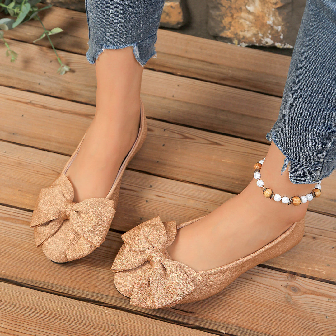 Women's Bow Comfort Flats – Soft Elegant Slip-On Shoes