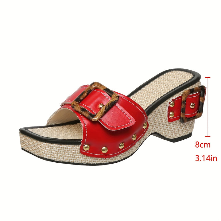 Women's Platform Sandals – Comfortable Summer Shoes with Rivet Detail