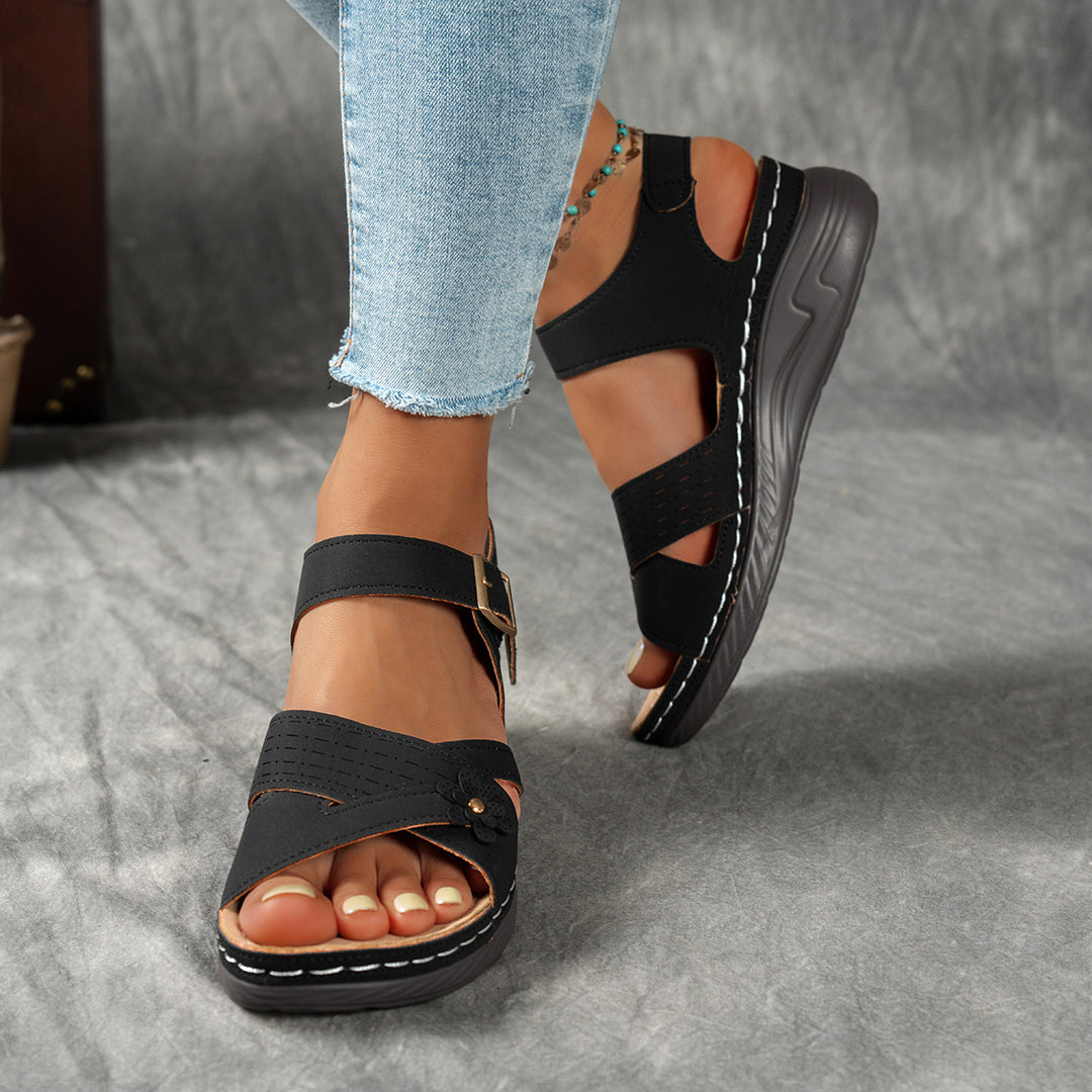 Women's Floral Wedge Sandals– Lightweight Summer  Walking Sandals