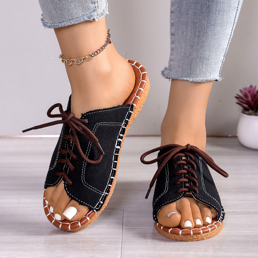 Boho Canvas Mule Sandals – Lightweight, Breathable & Easy to Slip On