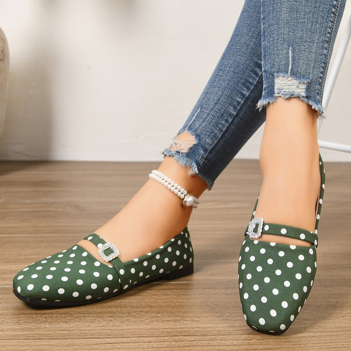Women's Vintage Polka Dot Mary Jane Flats – Satin Comfort Strap Shoes