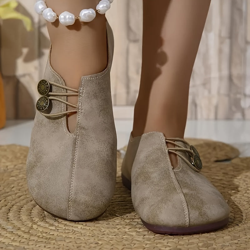 Women's Vintage Comfort Flats – Wide Fit Slip-On Everyday Shoes