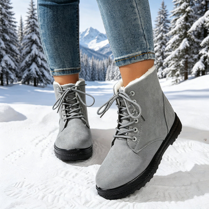 Women's Warm Lace-Up Boots – Lightweight Non-Slip Outdoor Winter Shoes