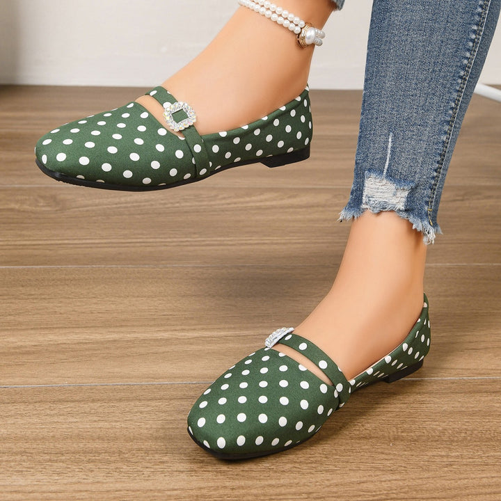 Women's Vintage Polka Dot Mary Jane Flats – Satin Comfort Strap Shoes