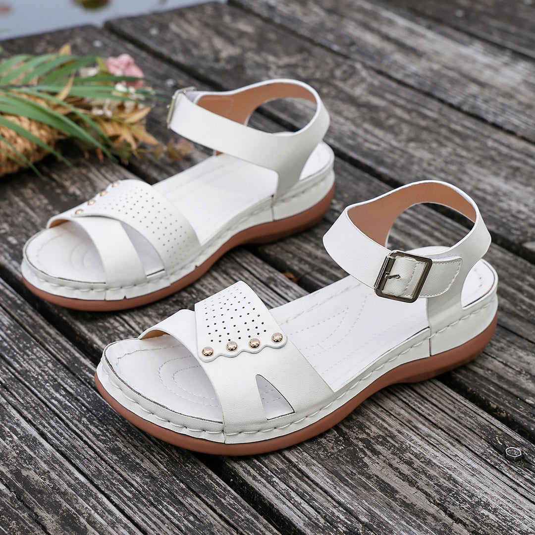 Women's Vintage Comfort Sandals – Adjustable Ankle Strap Walking Shoes