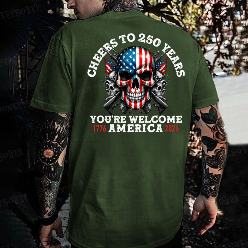 Cheers To 250 Years You're Welcome America 1776-2026 Monkey T-shirt