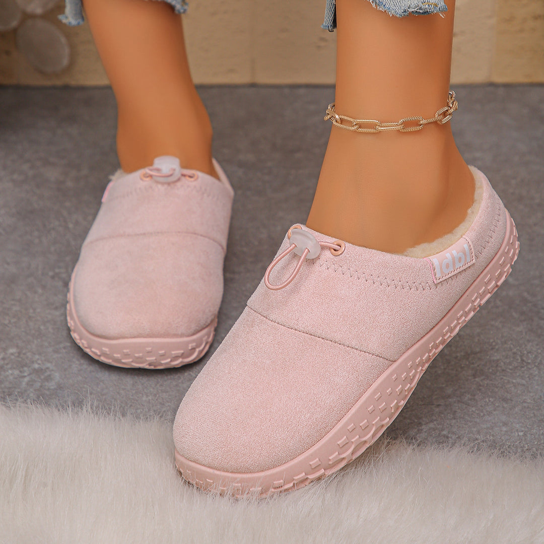 Women's Warm Plush-Lined Mules – Comfortable Non-Slip Shoes for Fall & Winter