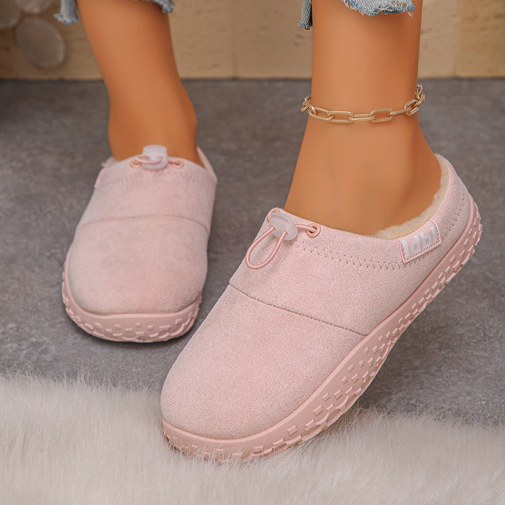 Women's Warm Plush-Lined Mules – Comfortable Non-Slip Shoes for Fall & Winter