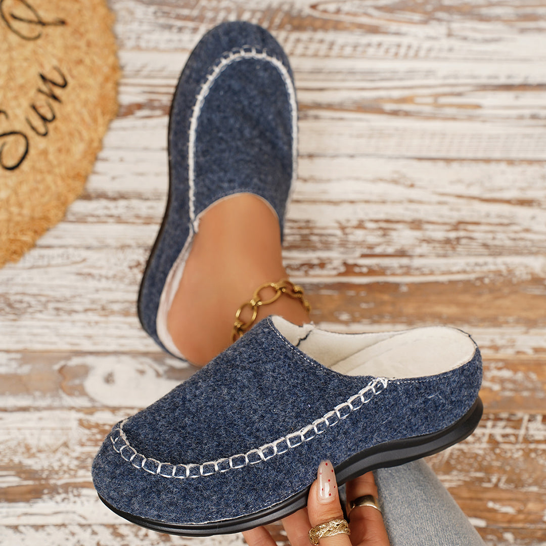 Women's Warm Winter Mules – Thick-Soled Fleece-Lined Casual Comfort Shoes