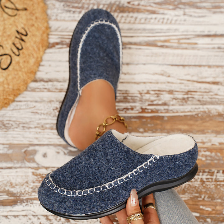 Women's Warm Winter Mules – Thick-Soled Fleece-Lined Casual Comfort Shoes