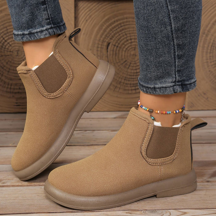 Women's Comfortable Winter Ankle Boots – Warm Fleece-Lined Flat Boots with Non-Slip Sole