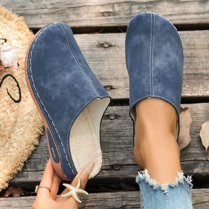 Women's Winter Comfort Mules – Warm Plush-Lined Shoes with a Supportive Non-Slip Sole