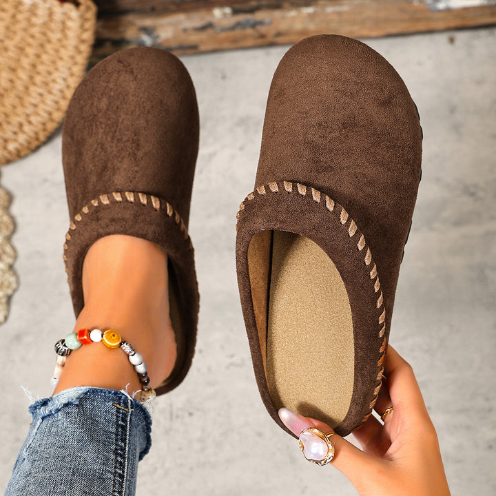 Women's Vintage Comfort Mules-Soft Round-Toe Shoes for Fall & Winter