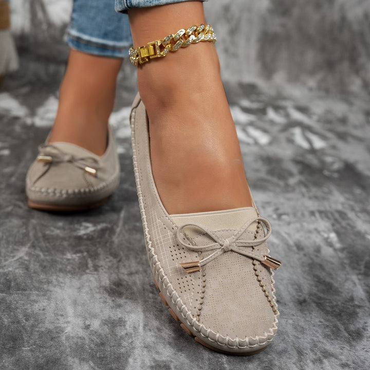 Women's Classic Solid-Color Bow Loafers – Comfortable Flat Shoes for Everyday Wear
