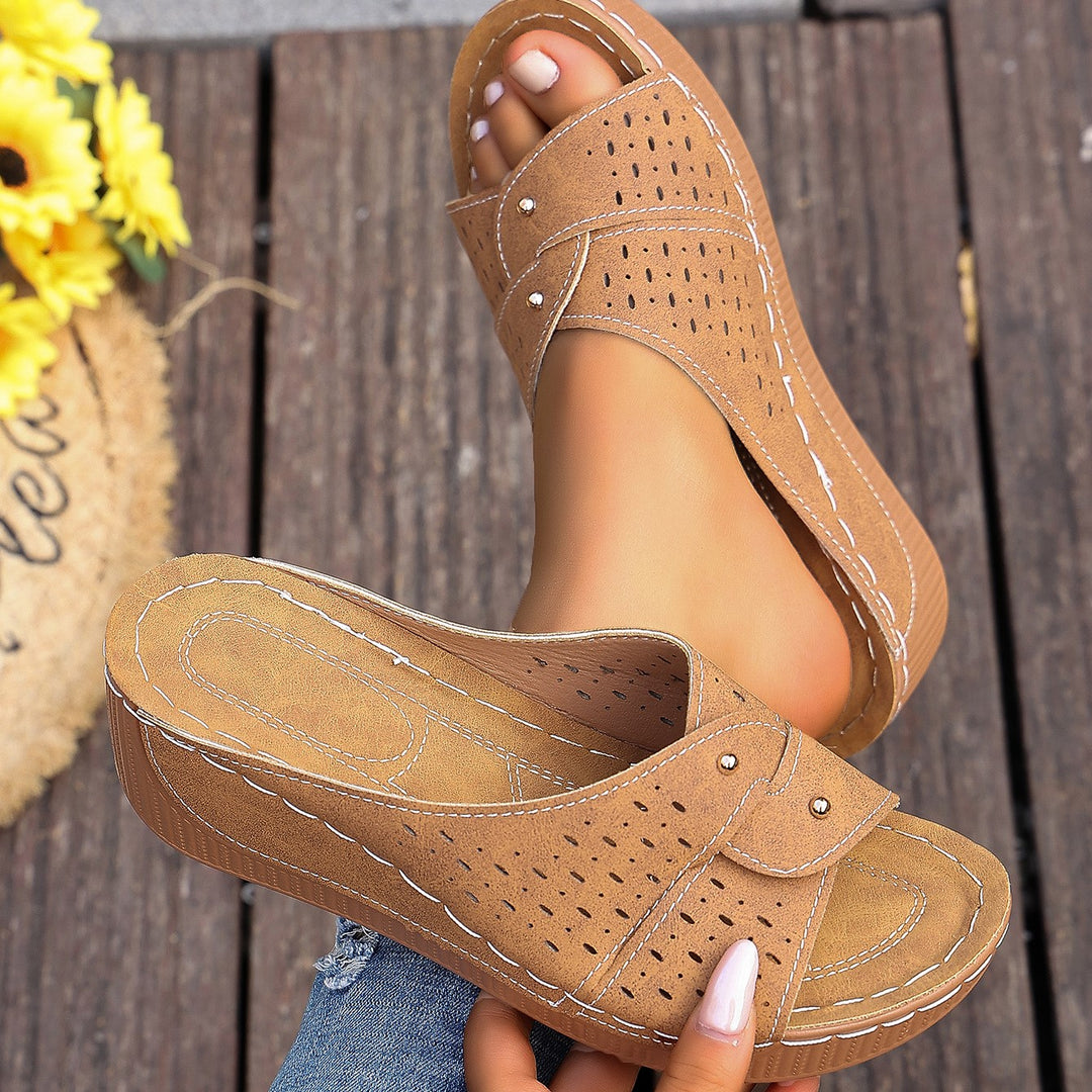 Women's Wedge Slide Sandals – Comfortable Breathable Slip-On Summer Shoes