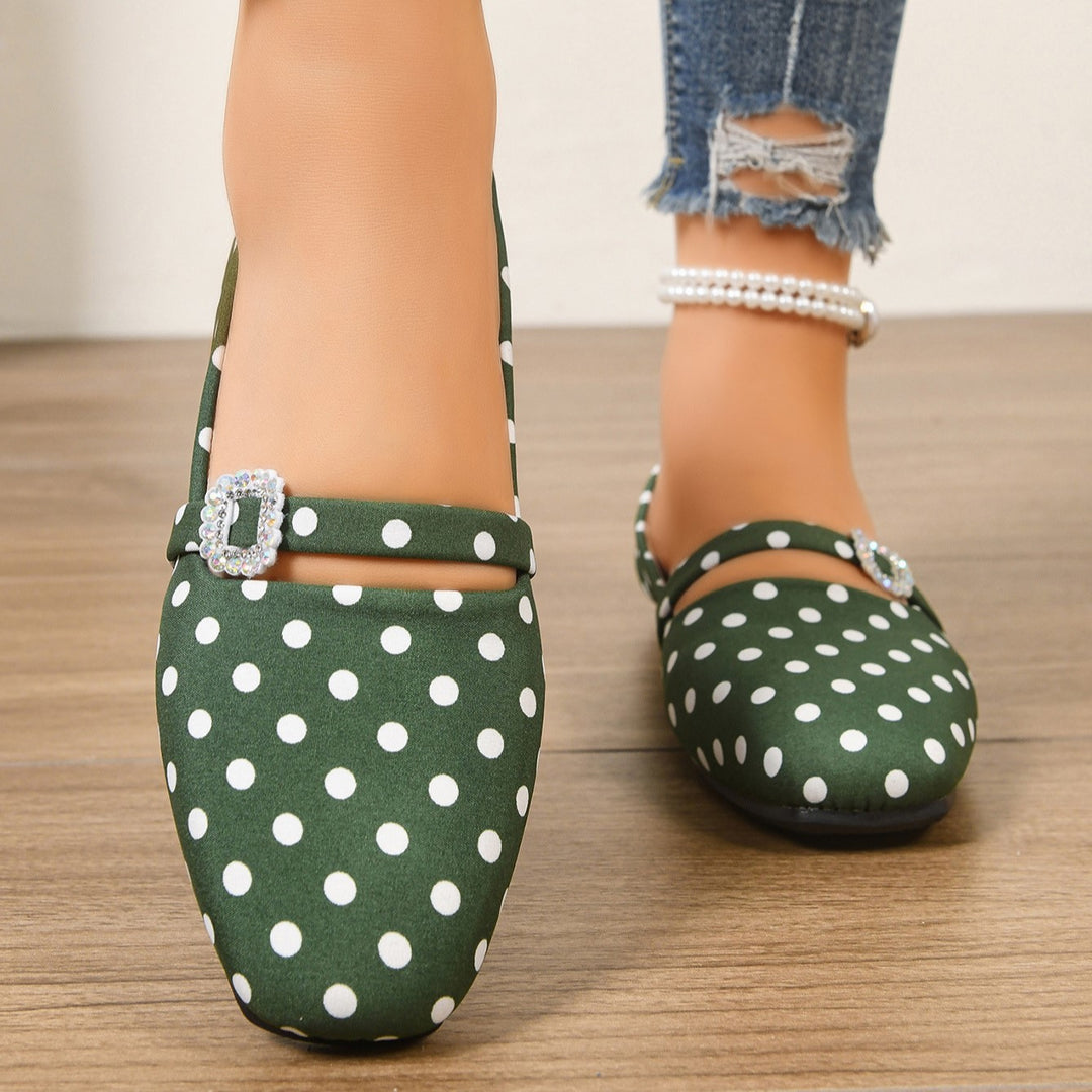 Women's Vintage Polka Dot Mary Jane Flats – Satin Comfort Strap Shoes