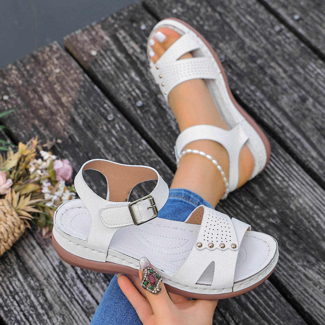 Women's Vintage Comfort Sandals – Adjustable Ankle Strap Walking Shoes